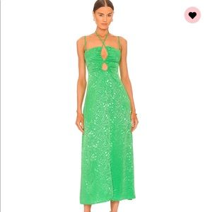 Solano midi slip Green floral dress